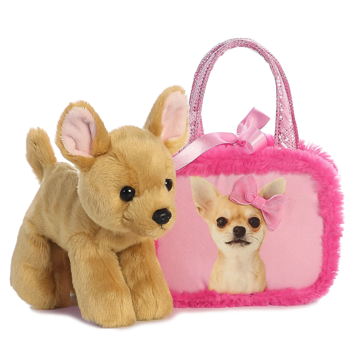 Aurora Fancy Pal Giraffa Sbirciata, Peluche 20,5 Cm Con Borsa Viola Scintillante, 2 In 1, Dai 0 Mesi