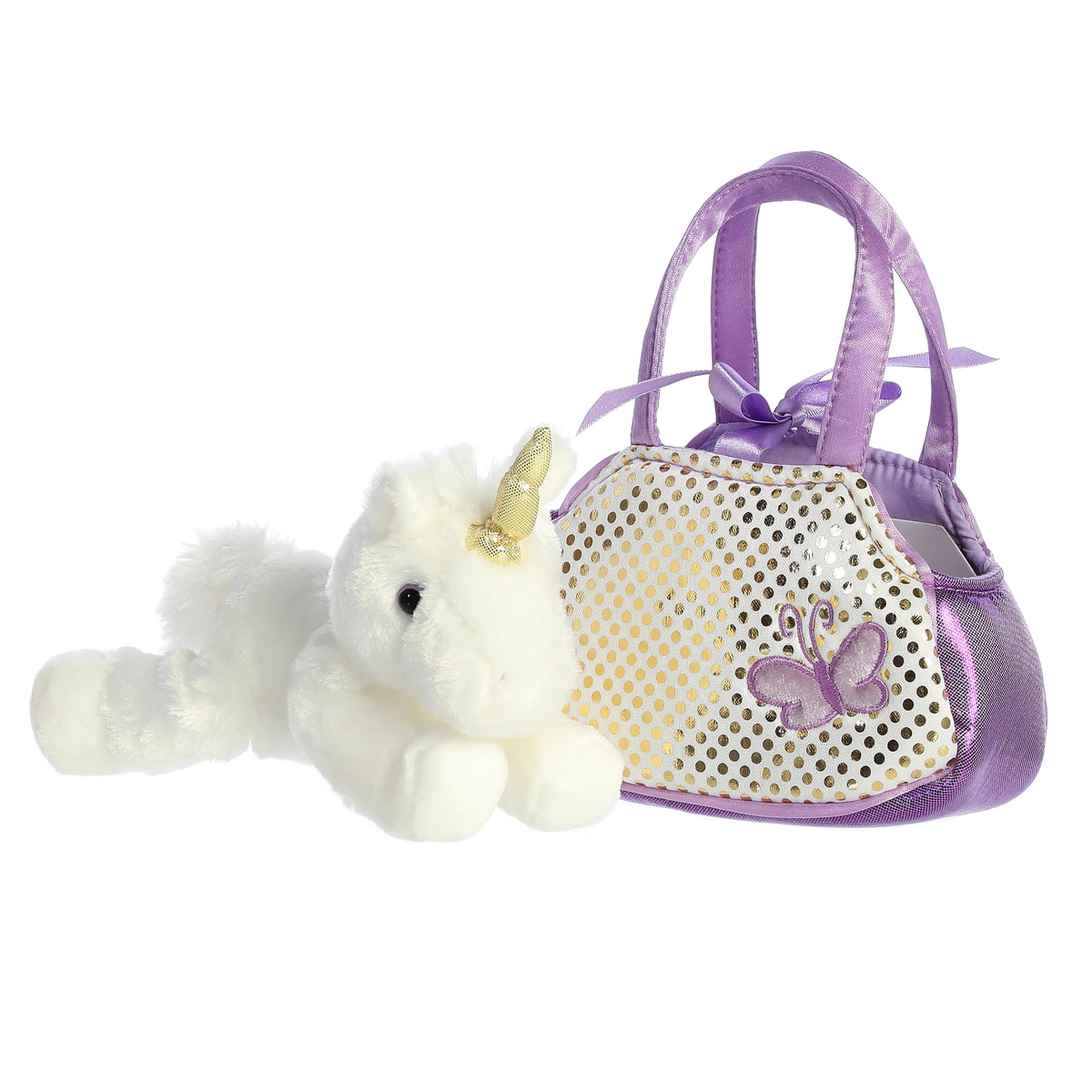 Aurora World Luxe Boutique – Peluche Fiona Swan Fancy Pal – Cigno Morbido Con Borsa Rimovibile, Colori Blu E Argento, Regalo Dalla Nascita
